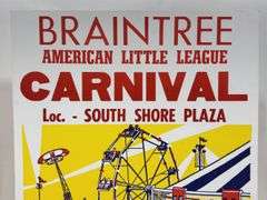 Vintage Braintree Little League Carnival Circus Card Stock Advertising Poster Sign