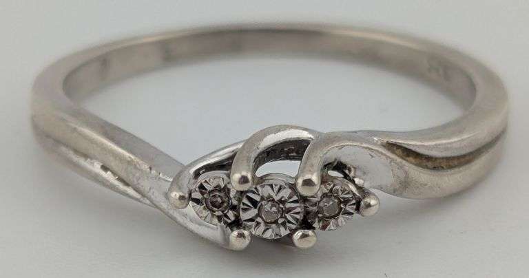 Sterling Diamond Chip Engagement Ring