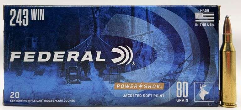 Federal Power-Shok .243 WIN Centerfire Rifle Cartridges