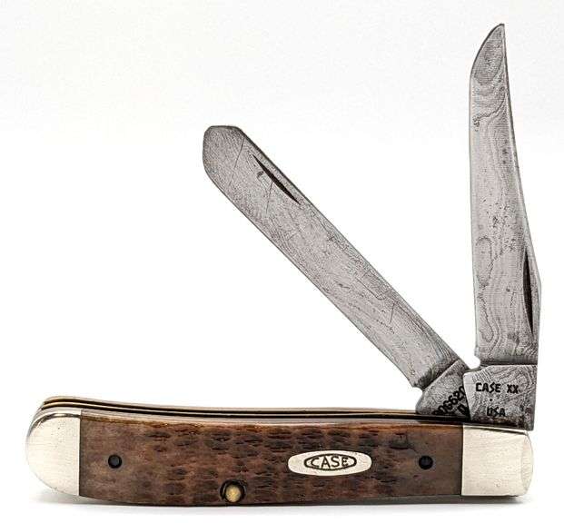 1989 Case XX Damascus Rogers Bone Mini Trapper ROG6207D