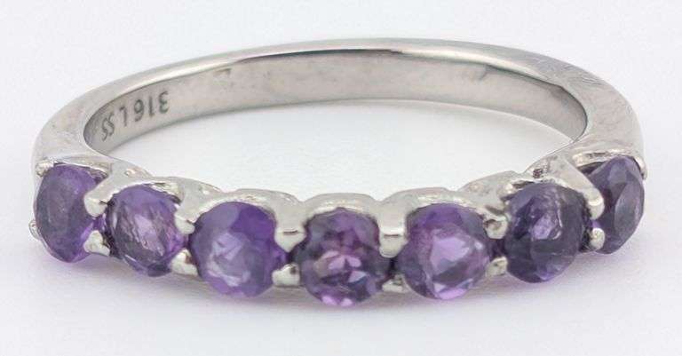 Sterling Amethyst 7 Stone Ring