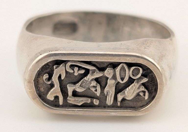Vintage Sterling Egyptian Signet Ring