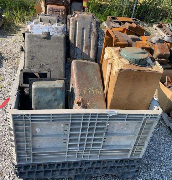 Assorted Oil Pans in Crate