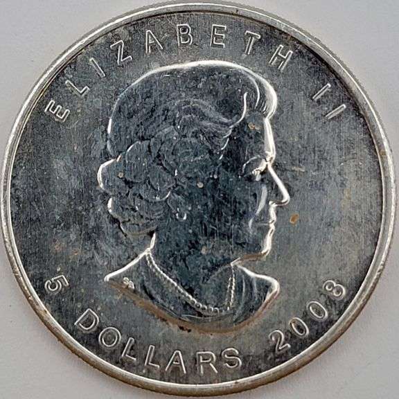 2008 Canadian Silver Maple Leaf 1 Ounce .999 Fine Silver $1 Coin
