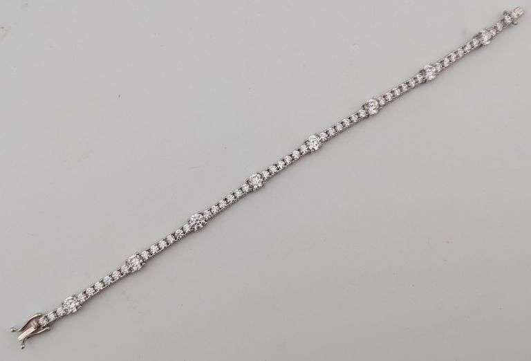 Sterling Round Cut White Sapphire Tennis Bracelet