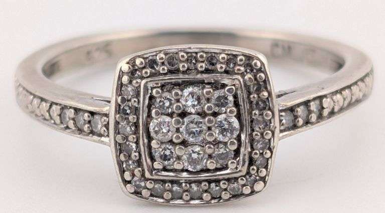 Sterling Pave Set White Sapphire Engagement Ring