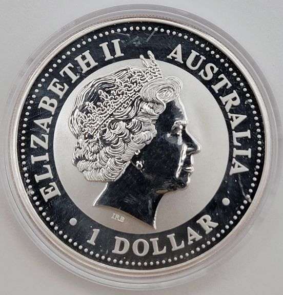 2000 Australian Lunar Year Of The Dragon 1 Ounce .999 Fine Silver $1 Coin