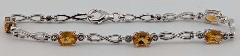 Sterling Citrine & Diamond Bracelet