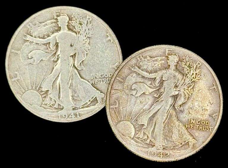 1941-S & 1942-D U.S. Silver Walking Liberty Half Dollar