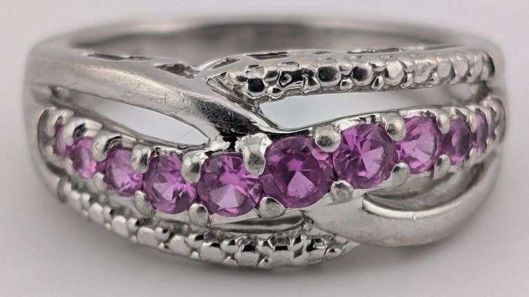 Sterling Pink Sapphire Cross Cross Ring