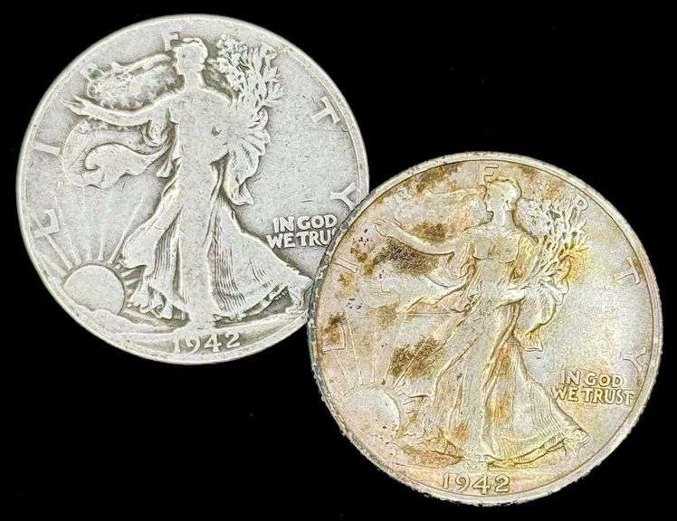 1942-D & 1942-S U.S. Silver Walking Liberty Half Dollars