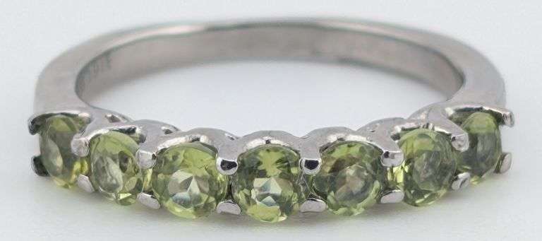 Sterling 7-Stone Round Cut Peridot Ring