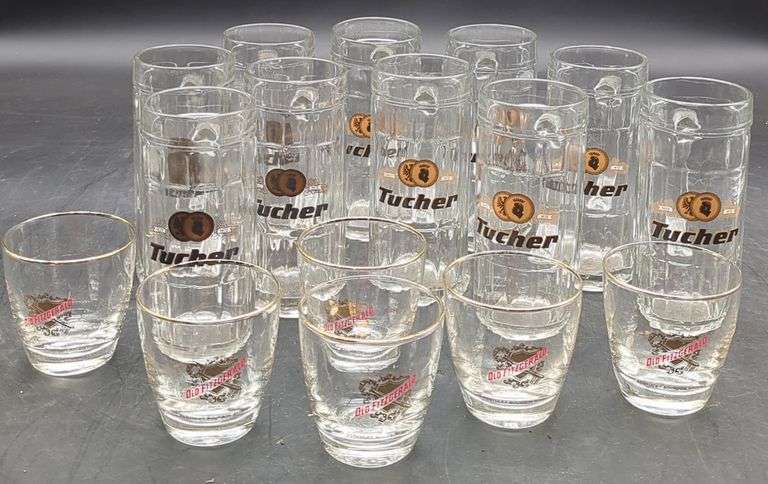 (U) Alcoholic Beverage advertising Glasses. Approx 3" smallest.