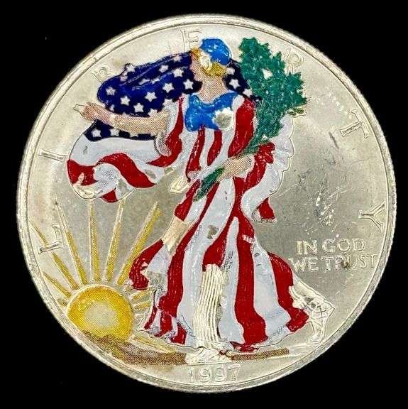 1997 American Eagle Colorized Silver Dollar, 1oz Fine Silver