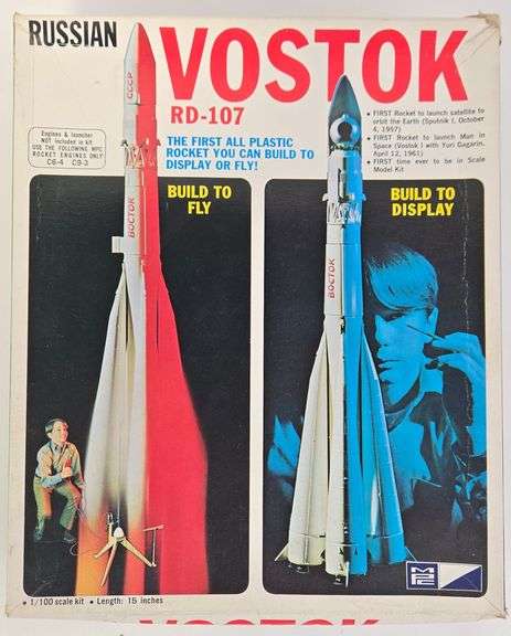 Vintage 1961 1/100 Scale Russian Vostok RD-107 Launch Vehicle Model Kit