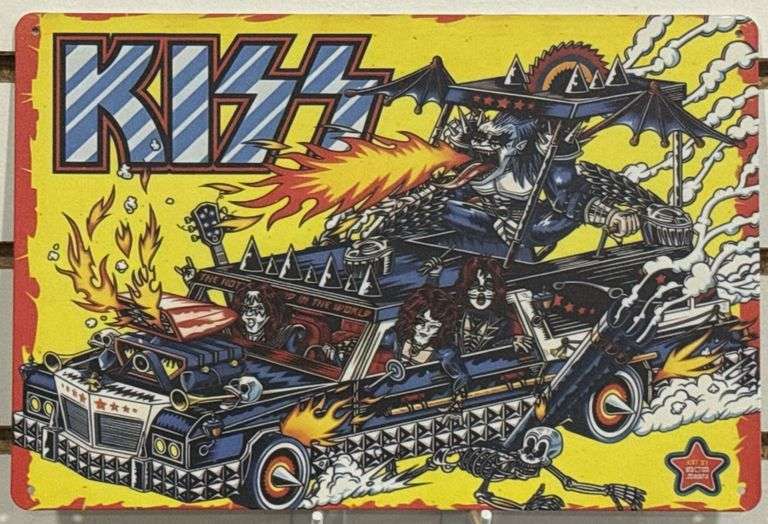 Metal KISS 7 3/4” x 11 3/4” Rock & Roll Sign