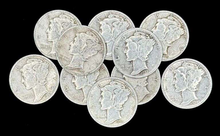 (10) U.S. Silver Mercury Dimes