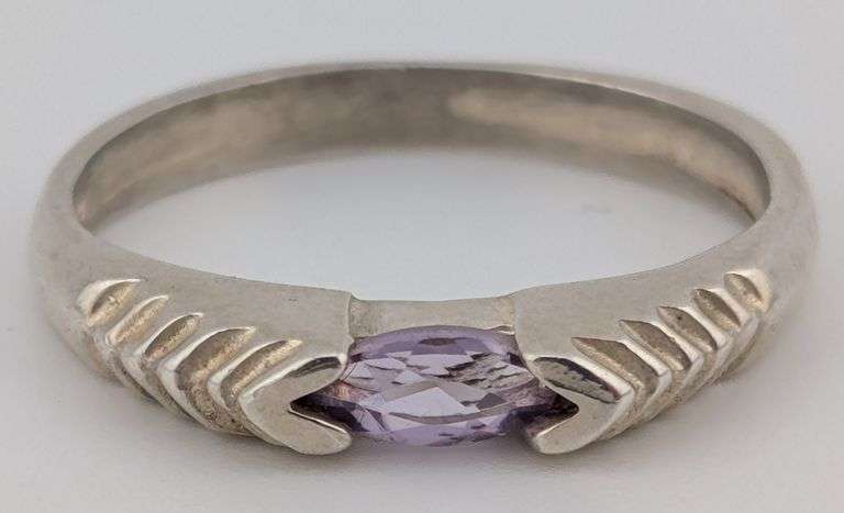 Sterling Minimalist Marquis Cut Amethyst Ring