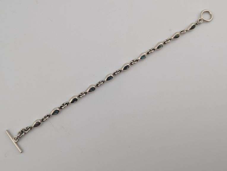 Vintage Sterling Teardrop Abalone Toggle Bracelet