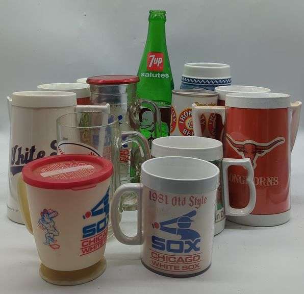 (U) Advertising cups and bottles includes Teams and beverage companies. Approx 11" tallest.