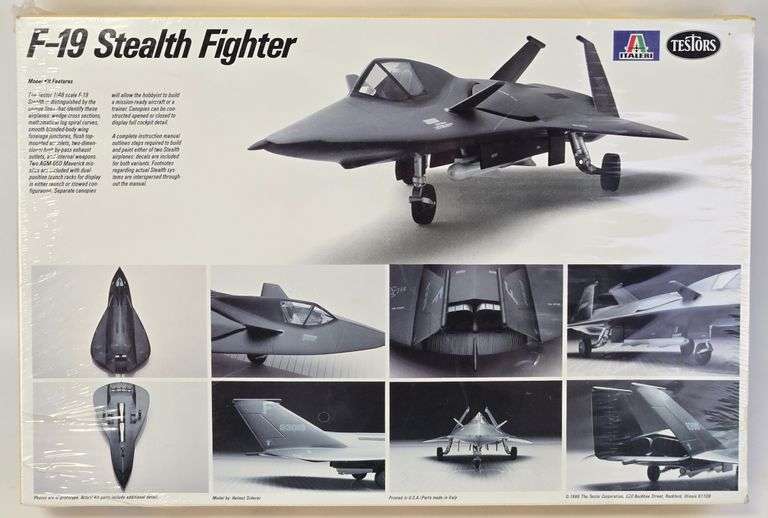 1/48 Scale Testors F-19 Stealth Fighter Model Kit - Sealed