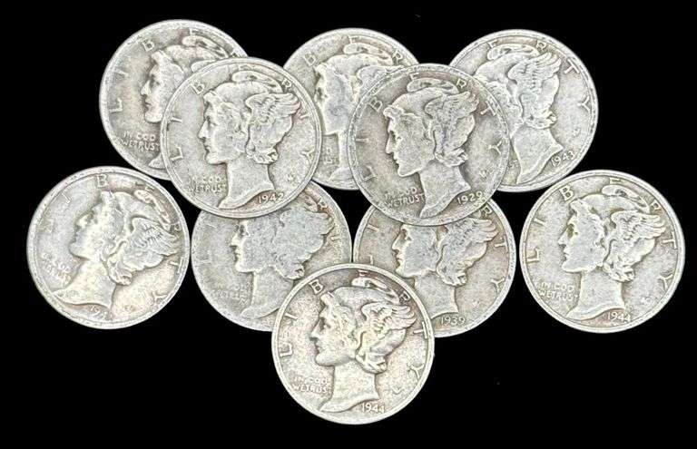 (10) U.S. Silver Mercury Dimes