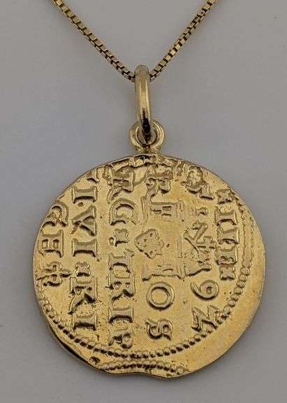 Sterling Gold Tone Italian Replica Ancient Coin Necklace