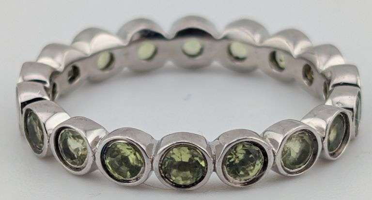 Sterling Peridot Eternity Band