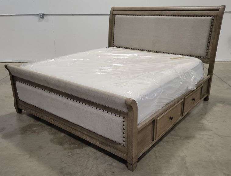 Ashley Furniture Challene Gray Brown King/Cal King Upholstered Sleigh ...