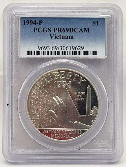 (J) 1994 PCGS Vietnam Veterans Memorial Mint Silver Dollar
