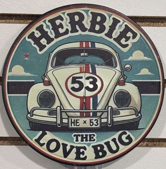 Metal HERBIE The Love Bug         7 3/4” Sign