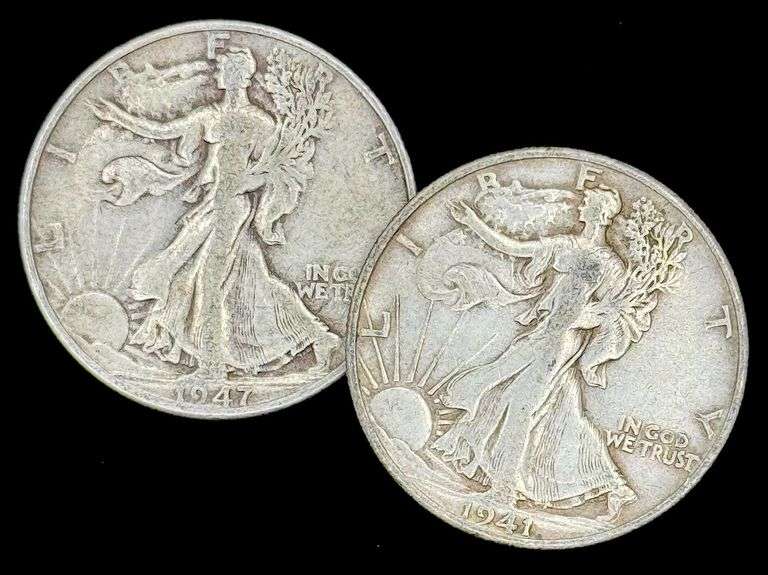 1941-S & 1947-D U.S. Silver Walking Liberty Half Dollars