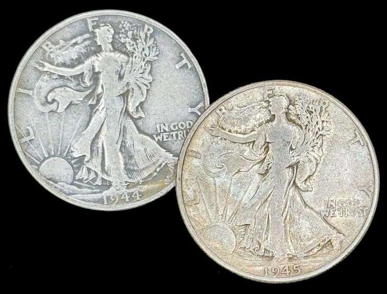 1944-S & 1945 U.S. Silver Walking Liberty Half Dollars