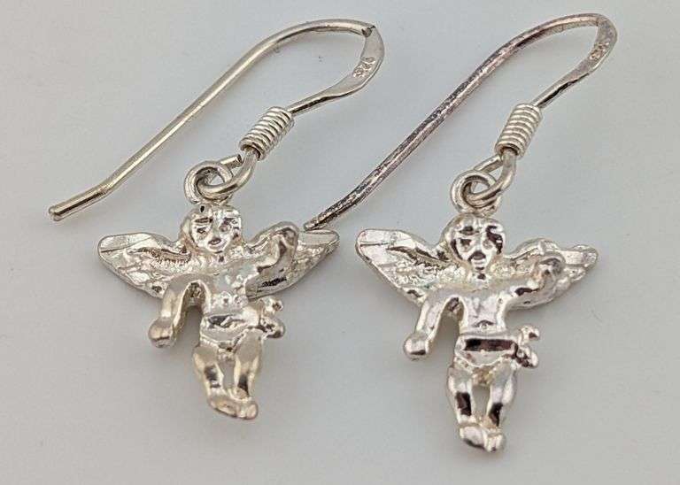 Sterling Cherub Dangle Earrings