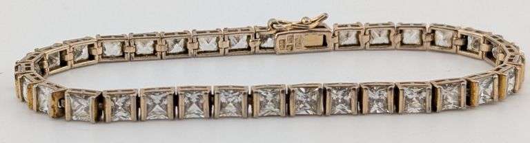 Sterling Princess Cut White Sapphire Tennis Bracelet