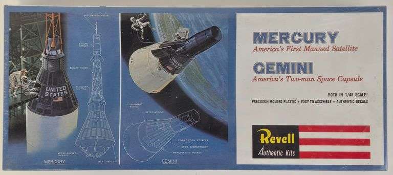 1/48 Scale Revell Mercury Satellite & Gemini Space Capsule Model Kits - Sealed