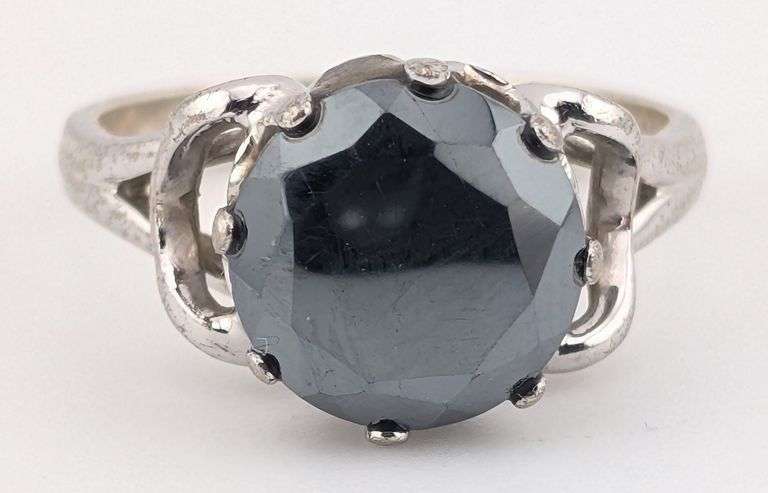 Vintage Sterling Faceted Hematite Ring