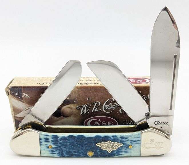 Ltd 2009 Case XX Sky Blue Bone 1 of 100 Gunboat Canoe Knife 6394 w/ Box