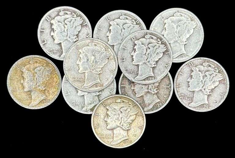 (10) U.S. Silver Mercury Dimes