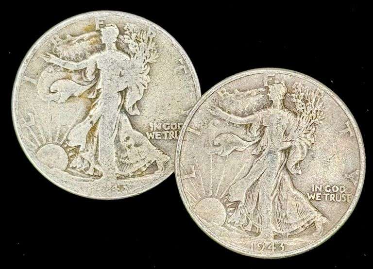1943 & 1943-D U.S. Silver Walking Liberty Half Dollars