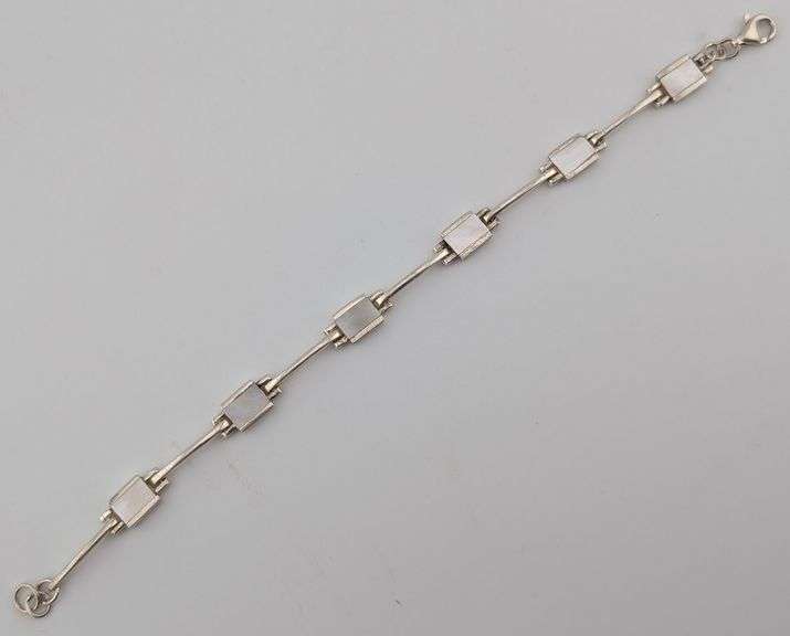 Sterling Inlaid Mother of Pearl Link Bracelet
