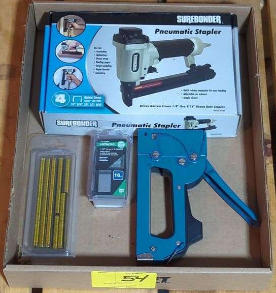 Surebonder Pneumatic Stapler (Model 9600CBNBF) & Arrow Staple Gun, etc