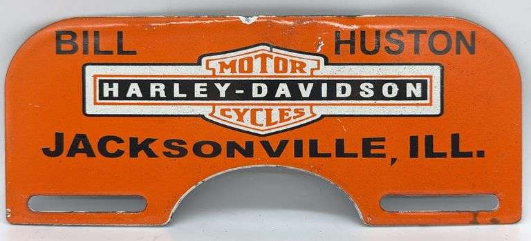 Porcelain Harley Davidson Motorcycles License Plate Topper