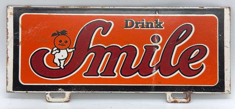 Porcelain Smile Orange Soda License Plate Topper