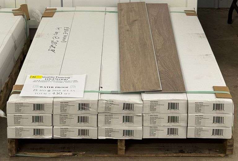 430 SqFt UniClic Edgewood Luxury Waterproof Vinyl Flooring