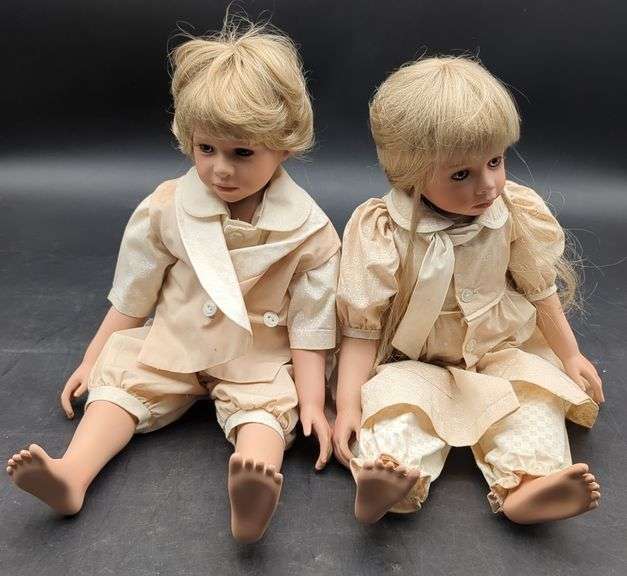 (L) Pamela Erff Dolls - " Austin & Amber" in the box.
