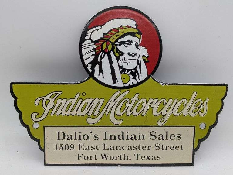 Porcelain Indian Motorcycles Advertising Sign