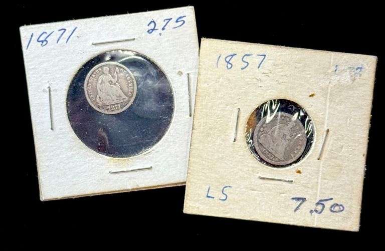 1857 & 1871 U.S. Silver Seated Liberty Half Dime