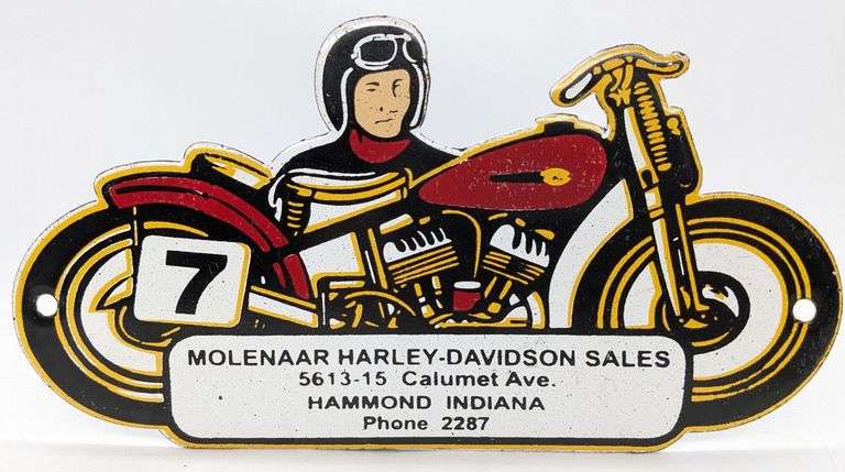 Porcelain Molenaar Harley Davidson Hammond Indiana Sign