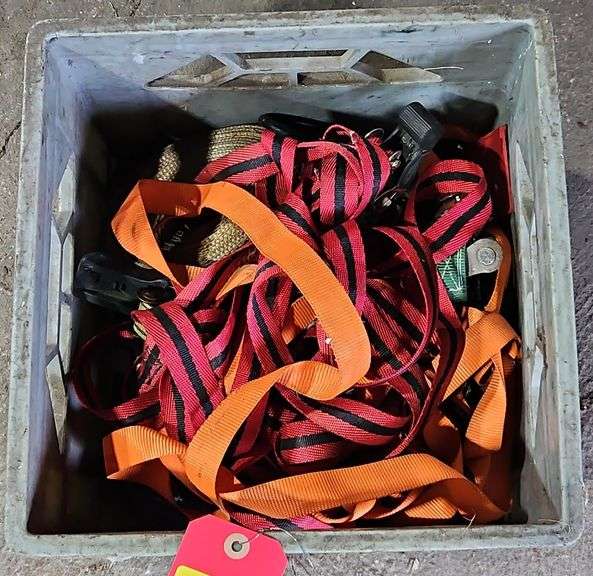 Plastic Crate Of Various Size Ratchet Straps